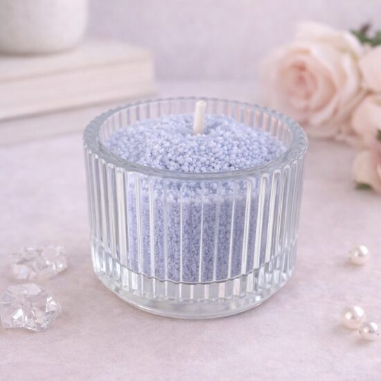 Modrá sypaná svíčka z přírodního vosku